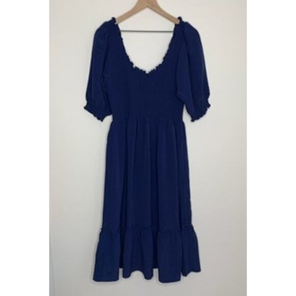 Hill House The Luisa Nap Blue Navy Crepe Dress Womens New Size XL - Picture 3 of 16